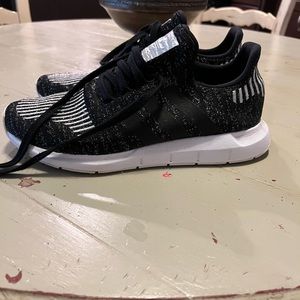 Adidas tennis shoes. Black and silver